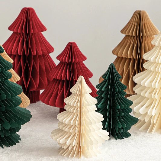 Christmas New Year Decorations Paper Honeycomb Ball Folding Christmas Tree 3D Ornament Home Wedding Decoration Desktop Ornament