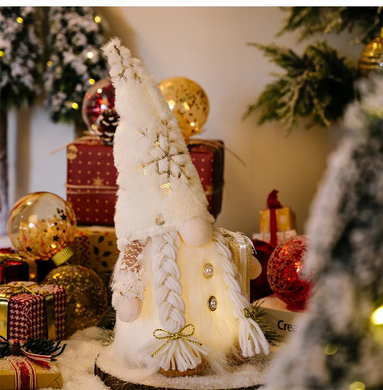 Glowing Gnome Christmas Faceless Doll 30cm Tree Decorations 2025 Night Light Xmas Gift Navidad 2023 New Year Home Decor