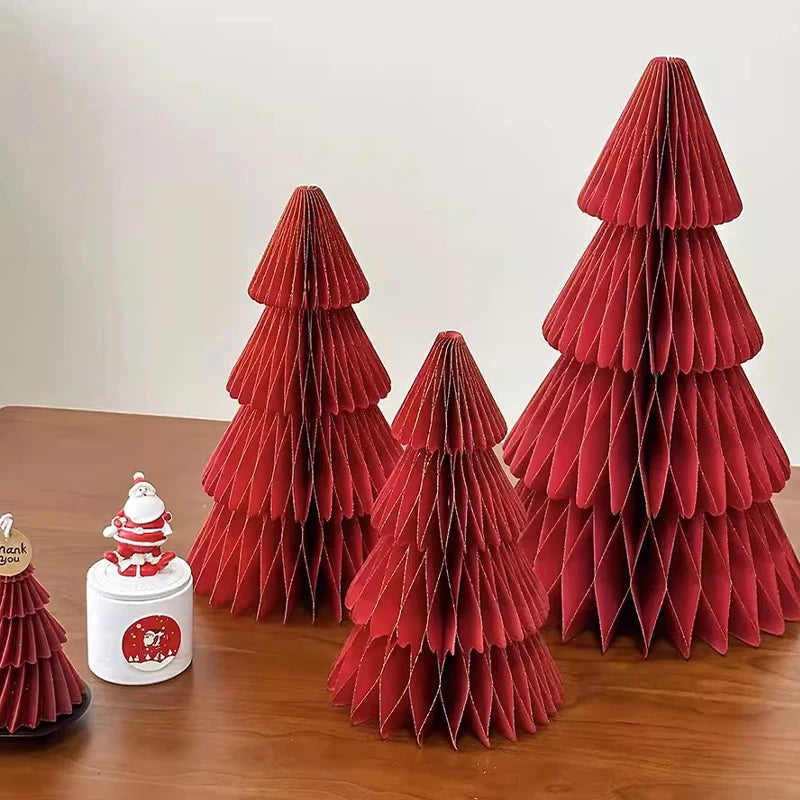 Christmas New Year Decorations Paper Honeycomb Ball Folding Christmas Tree 3D Ornament Home Wedding Decoration Desktop Ornament