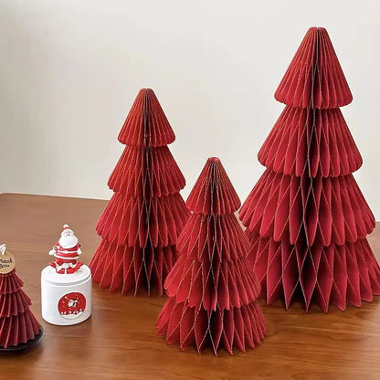Christmas New Year Decorations Paper Honeycomb Ball Folding Christmas Tree 3D Ornament Home Wedding Decoration Desktop Ornament