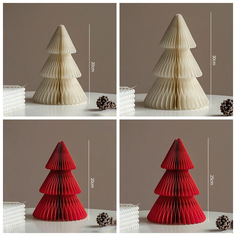 Christmas New Year Decorations Paper Honeycomb Ball Folding Christmas Tree 3D Ornament Home Wedding Decoration Desktop Ornament