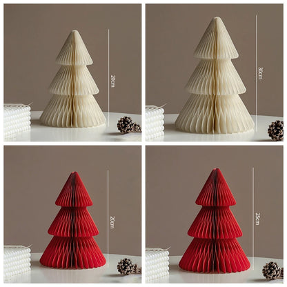Christmas New Year Decorations Paper Honeycomb Ball Folding Christmas Tree 3D Ornament Home Wedding Decoration Desktop Ornament