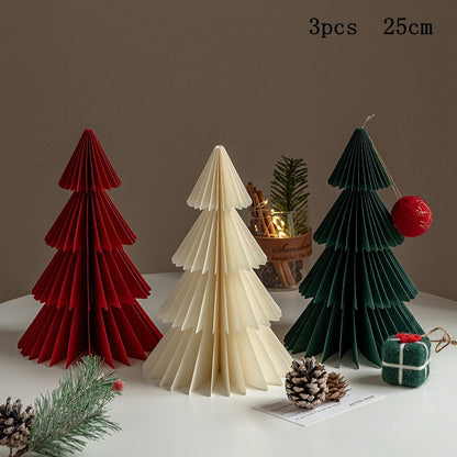 Christmas New Year Decorations Paper Honeycomb Ball Folding Christmas Tree 3D Ornament Home Wedding Decoration Desktop Ornament