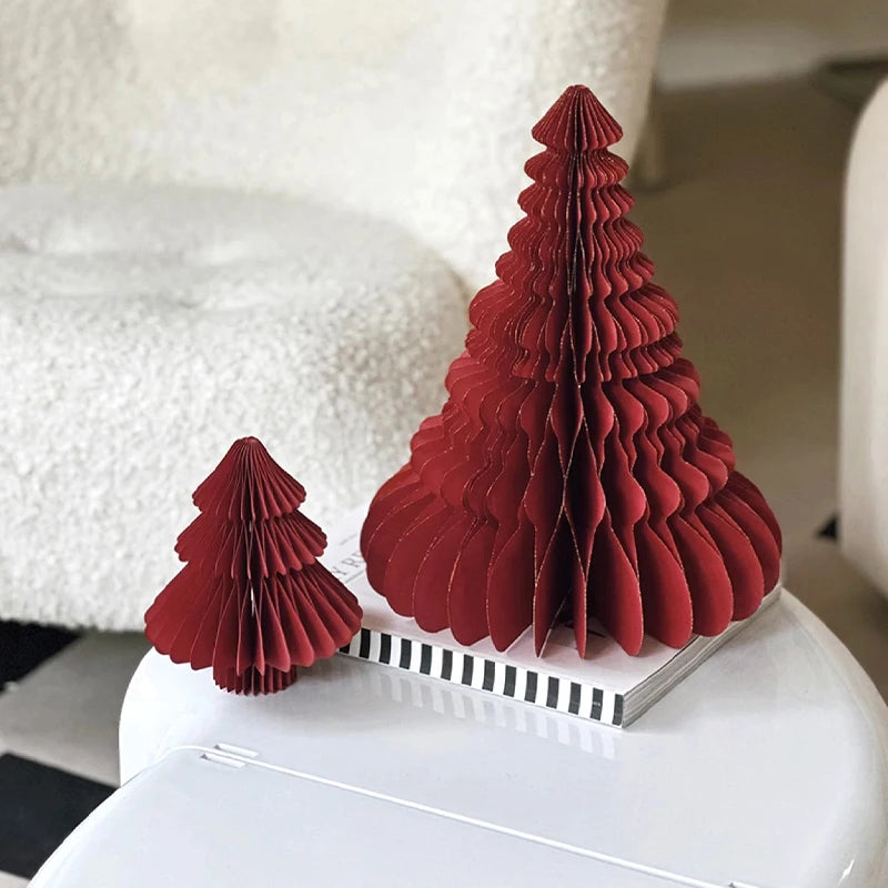 Christmas New Year Decorations Paper Honeycomb Ball Folding Christmas Tree 3D Ornament Home Wedding Decoration Desktop Ornament