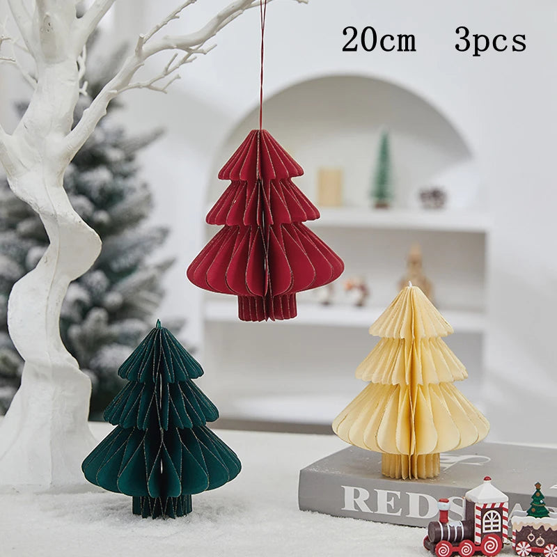 Christmas New Year Decorations Paper Honeycomb Ball Folding Christmas Tree 3D Ornament Home Wedding Decoration Desktop Ornament