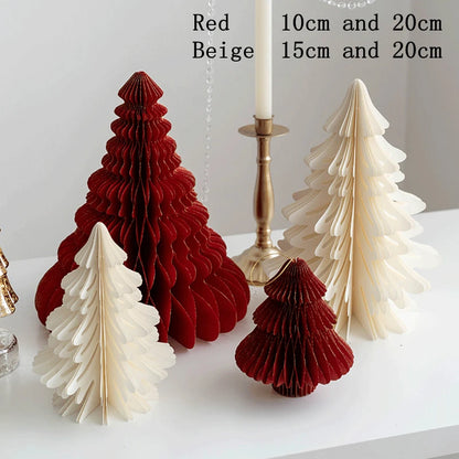 Christmas New Year Decorations Paper Honeycomb Ball Folding Christmas Tree 3D Ornament Home Wedding Decoration Desktop Ornament