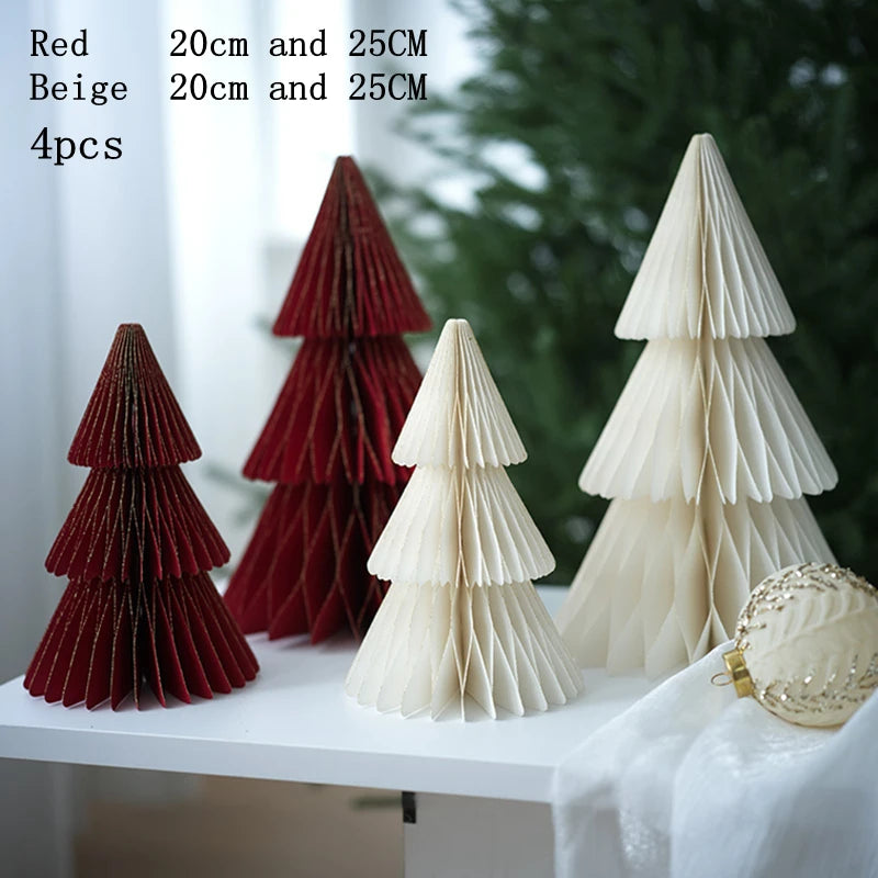 Christmas New Year Decorations Paper Honeycomb Ball Folding Christmas Tree 3D Ornament Home Wedding Decoration Desktop Ornament