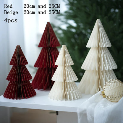 Christmas New Year Decorations Paper Honeycomb Ball Folding Christmas Tree 3D Ornament Home Wedding Decoration Desktop Ornament