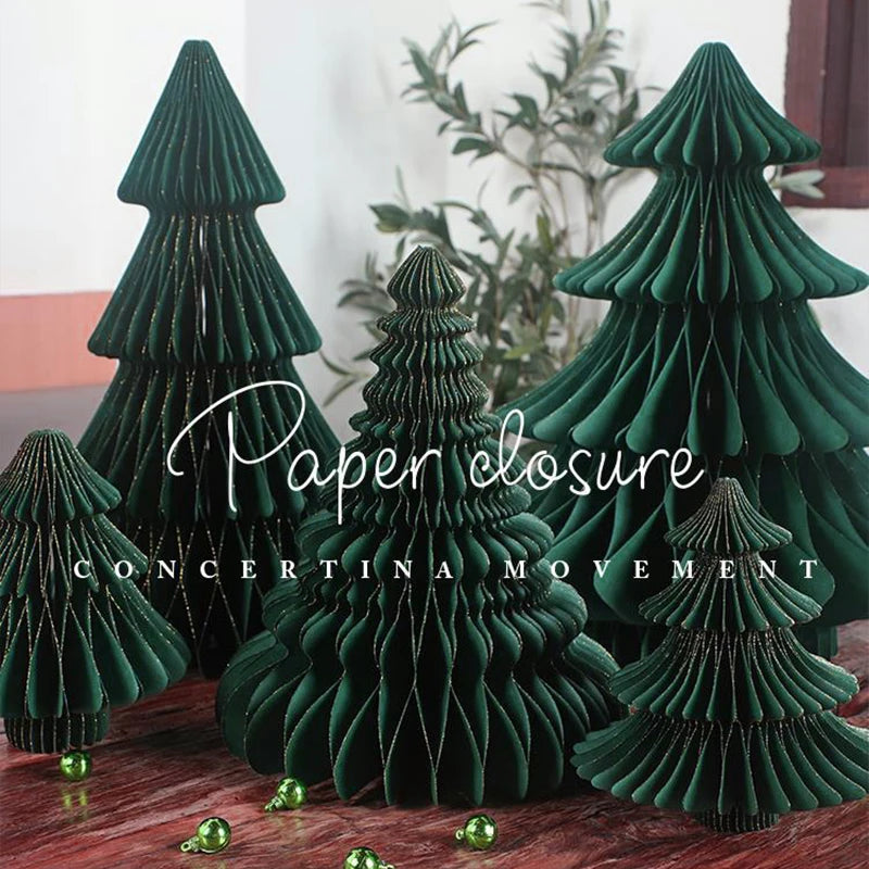 Christmas New Year Decorations Paper Honeycomb Ball Folding Christmas Tree 3D Ornament Home Wedding Decoration Desktop Ornament
