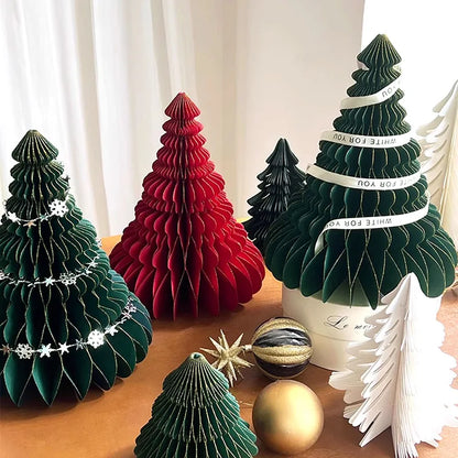 Christmas New Year Decorations Paper Honeycomb Ball Folding Christmas Tree 3D Ornament Home Wedding Decoration Desktop Ornament
