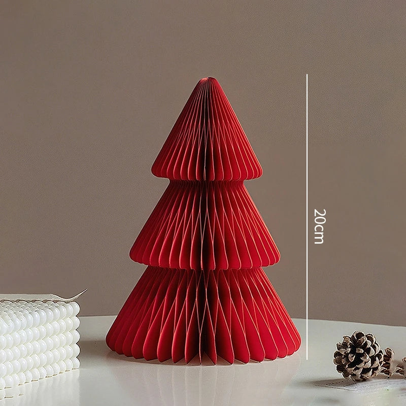 Christmas New Year Decorations Paper Honeycomb Ball Folding Christmas Tree 3D Ornament Home Wedding Decoration Desktop Ornament