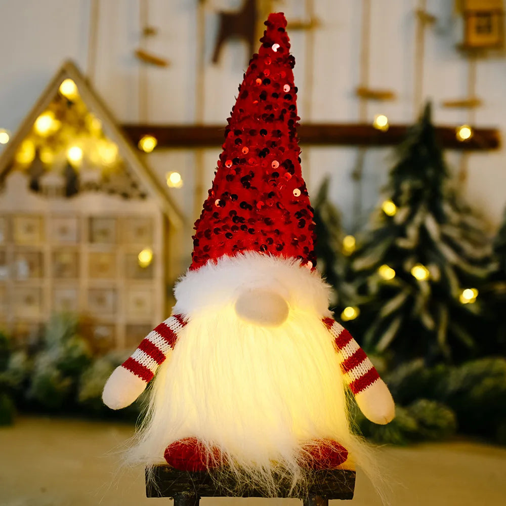 Glowing Gnome Christmas Faceless Doll 30cm Tree Decorations 2025 Night Light Xmas Gift Navidad 2023 New Year Home Decor