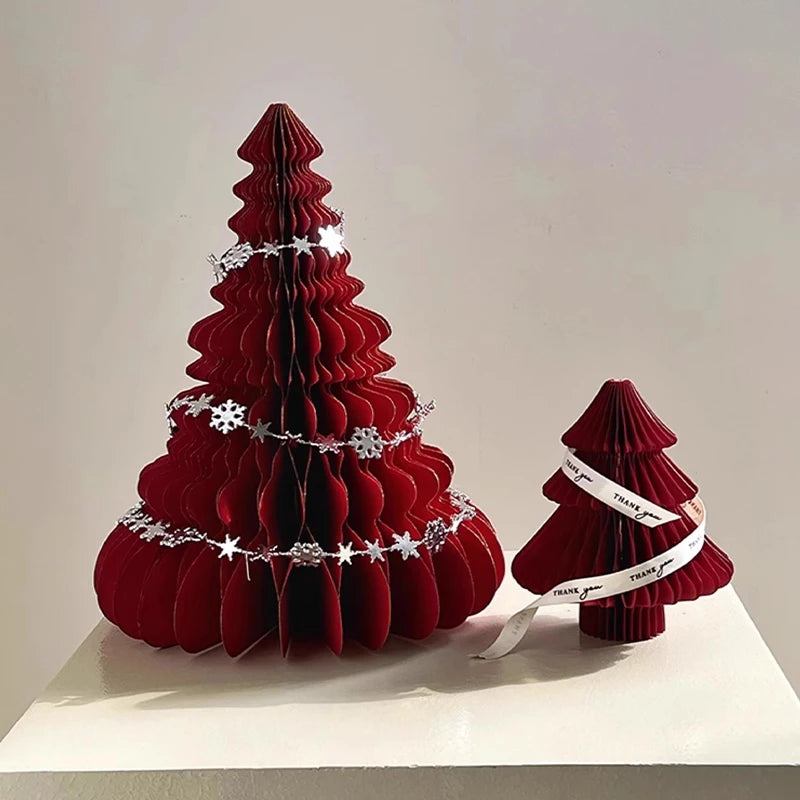 Christmas New Year Decorations Paper Honeycomb Ball Folding Christmas Tree 3D Ornament Home Wedding Decoration Desktop Ornament