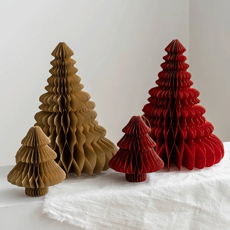 Christmas New Year Decorations Paper Honeycomb Ball Folding Christmas Tree 3D Ornament Home Wedding Decoration Desktop Ornament
