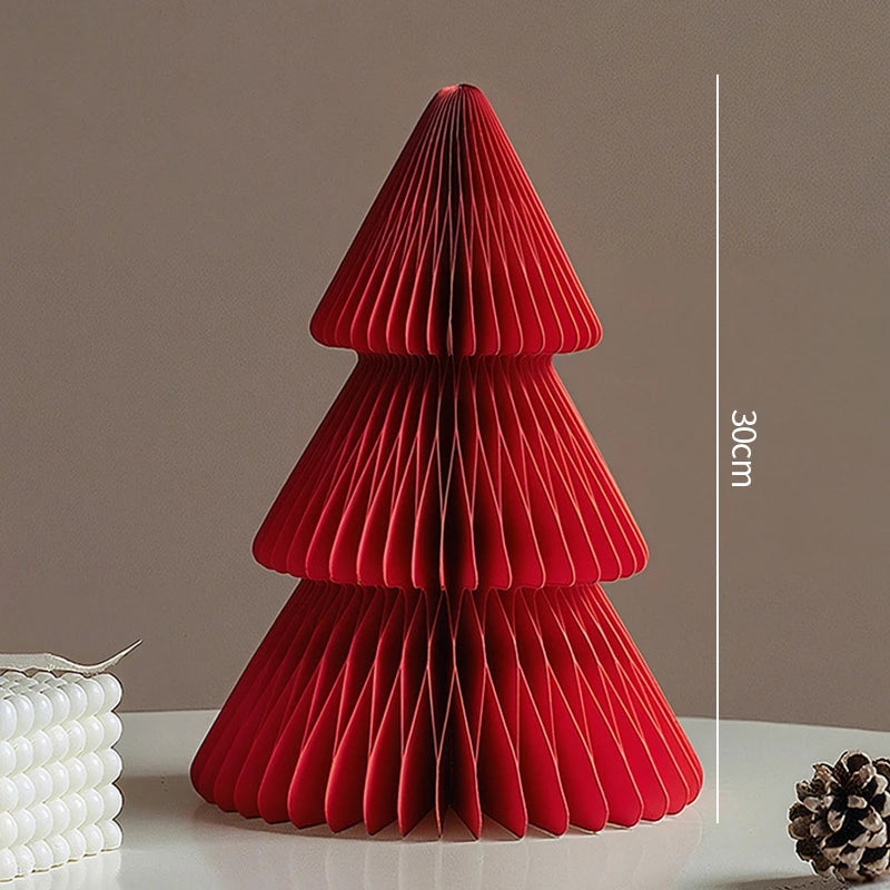 Christmas New Year Decorations Paper Honeycomb Ball Folding Christmas Tree 3D Ornament Home Wedding Decoration Desktop Ornament