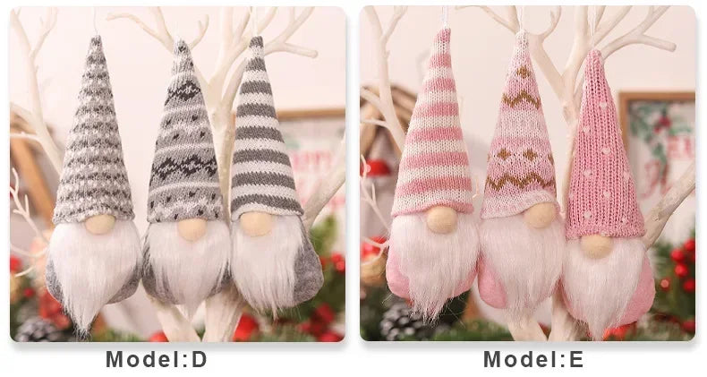 3pcs Christmas Gnomes Plush Santa Doll Knitted Fabric Xmas Tree Hanging Ornaments Gonk Dwarf Elf Decoration Gifts New Year