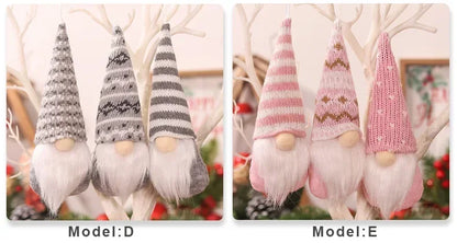 3pcs Christmas Gnomes Plush Santa Doll Knitted Fabric Xmas Tree Hanging Ornaments Gonk Dwarf Elf Decoration Gifts New Year