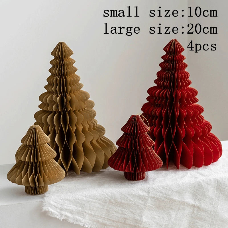 Christmas New Year Decorations Paper Honeycomb Ball Folding Christmas Tree 3D Ornament Home Wedding Decoration Desktop Ornament
