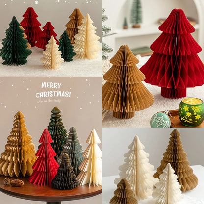Christmas New Year Decorations Paper Honeycomb Ball Folding Christmas Tree 3D Ornament Home Wedding Decoration Desktop Ornament