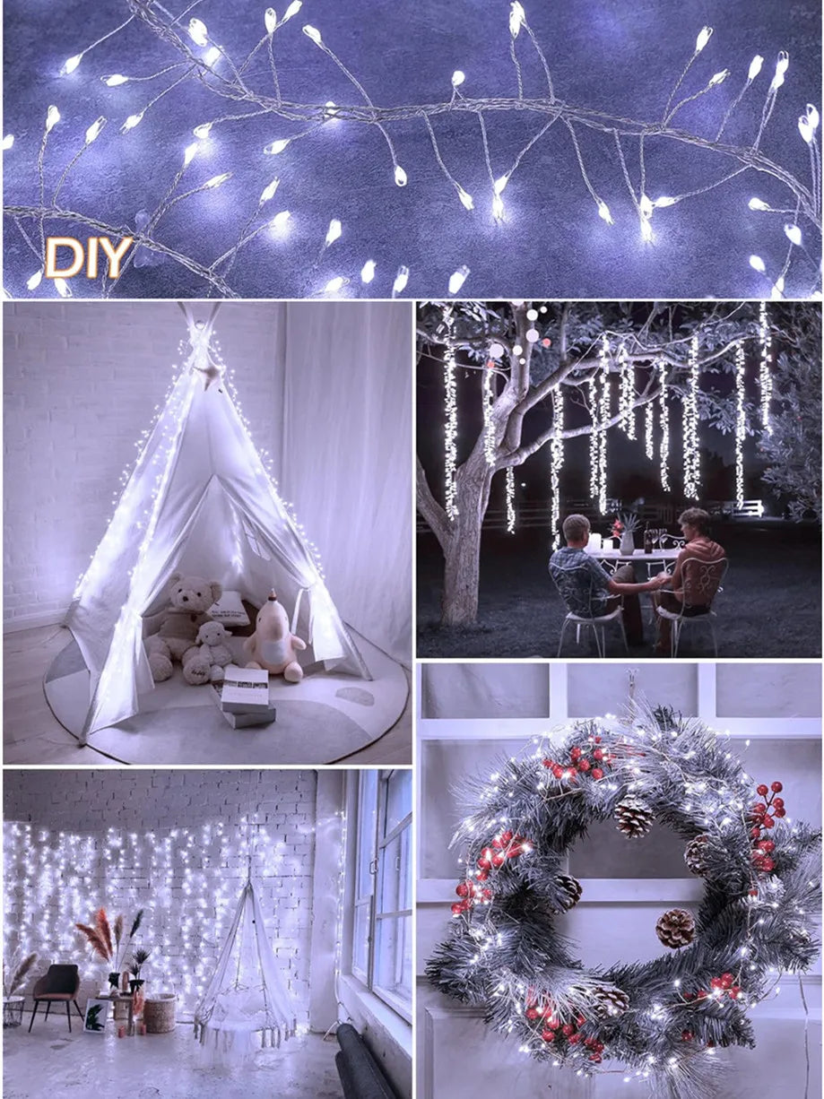 3/6/9M USB Power LED Firecracker String Lights Remote Control Garland Fairy Lights for Wedding Party Garden Christmas Decoration