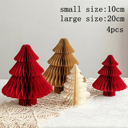 Christmas New Year Decorations Paper Honeycomb Ball Folding Christmas Tree 3D Ornament Home Wedding Decoration Desktop Ornament