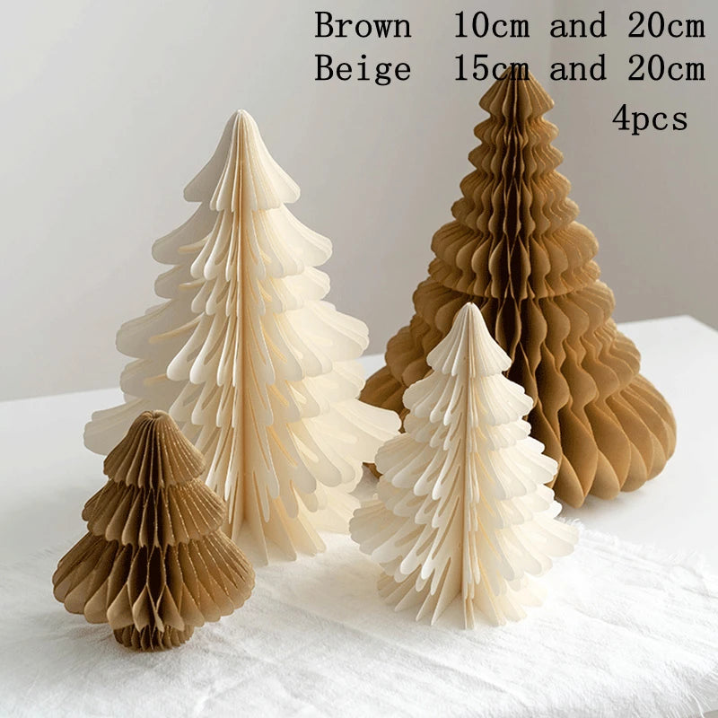 Christmas New Year Decorations Paper Honeycomb Ball Folding Christmas Tree 3D Ornament Home Wedding Decoration Desktop Ornament
