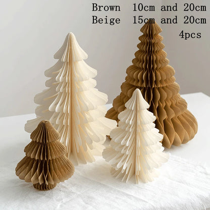 Christmas New Year Decorations Paper Honeycomb Ball Folding Christmas Tree 3D Ornament Home Wedding Decoration Desktop Ornament