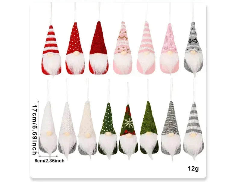 3pcs Christmas Gnomes Plush Santa Doll Knitted Fabric Xmas Tree Hanging Ornaments Gonk Dwarf Elf Decoration Gifts New Year