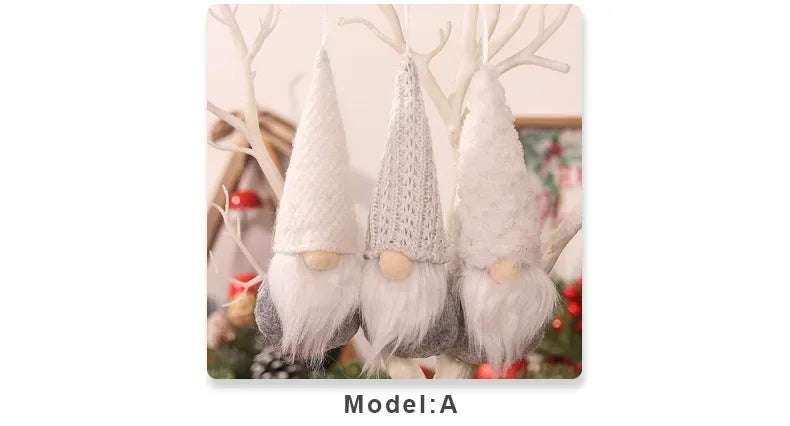 3pcs Christmas Gnomes Plush Santa Doll Knitted Fabric Xmas Tree Hanging Ornaments Gonk Dwarf Elf Decoration Gifts New Year