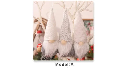3pcs Christmas Gnomes Plush Santa Doll Knitted Fabric Xmas Tree Hanging Ornaments Gonk Dwarf Elf Decoration Gifts New Year