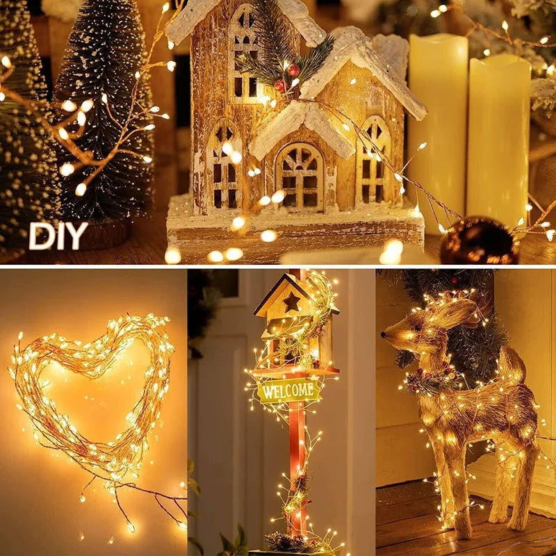 3/6/9M USB Power LED Firecracker String Lights Remote Control Garland Fairy Lights for Wedding Party Garden Christmas Decoration