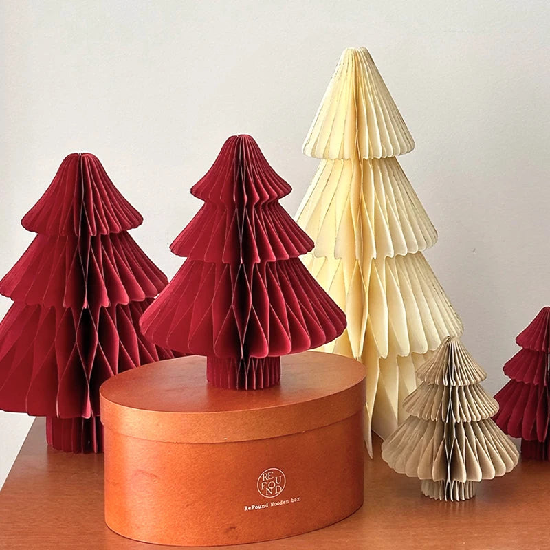 Christmas New Year Decorations Paper Honeycomb Ball Folding Christmas Tree 3D Ornament Home Wedding Decoration Desktop Ornament