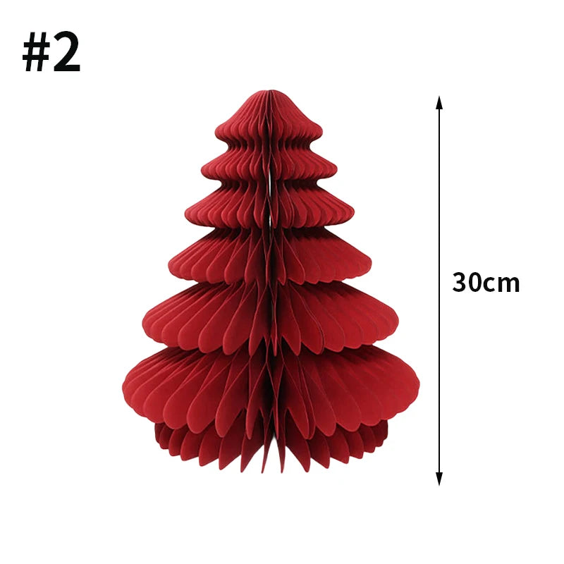 Christmas New Year Decorations Paper Honeycomb Ball Folding Christmas Tree 3D Ornament Home Wedding Decoration Desktop Ornament